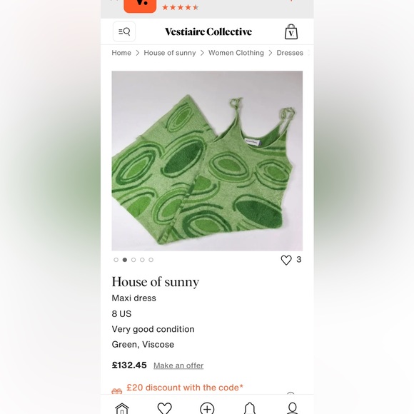 Size 10 House of Sunny green abstract knit dress - Picture 5 of 5